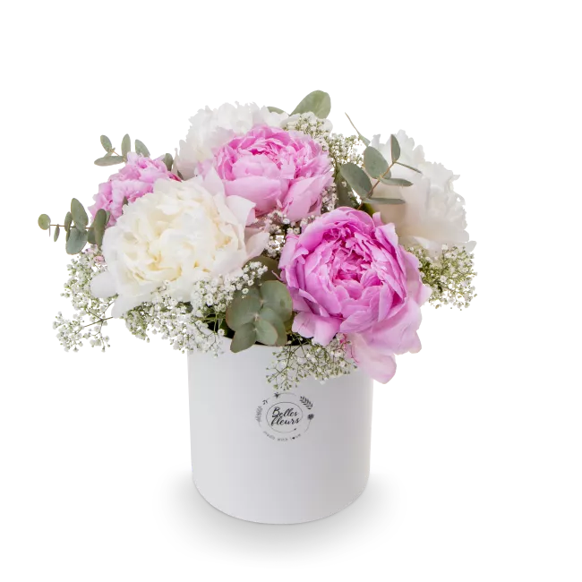 Box with peonies